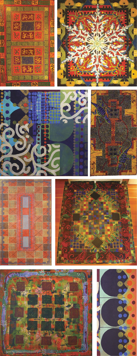 floor cloth, floorcloth, handpainted floorcloth, floorcloth designs, illustrations, Marsha Batchelor, designs, art